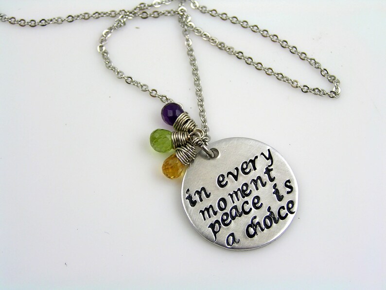 Quote Necklace Inspirational Jewelry N2297 Word Necklace Hand Stamped Necklace Engraved Necklace Going Through Hell Necklace