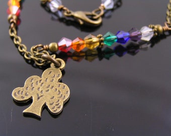 Tree of Life Necklace with Crystals in Chakra Colors, Tree Charm Jewelry, Rainbow, N1274