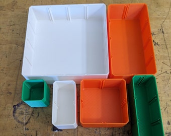 Sortit insert boxes, full size, 2X2, 2X4,  2X8, 4X4,  4X8, 8X8, label dividers, label stalks.