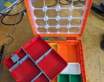 Complete set of Mini Sortit insert boxes, with or without label dividers, dividers and label stalks