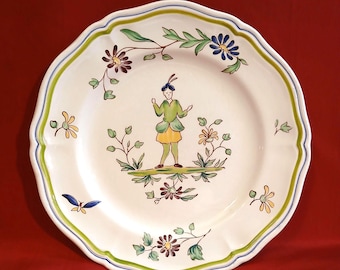 Authentic Longchamp Moustiers porcelain salad plate made in France circa 1970's.