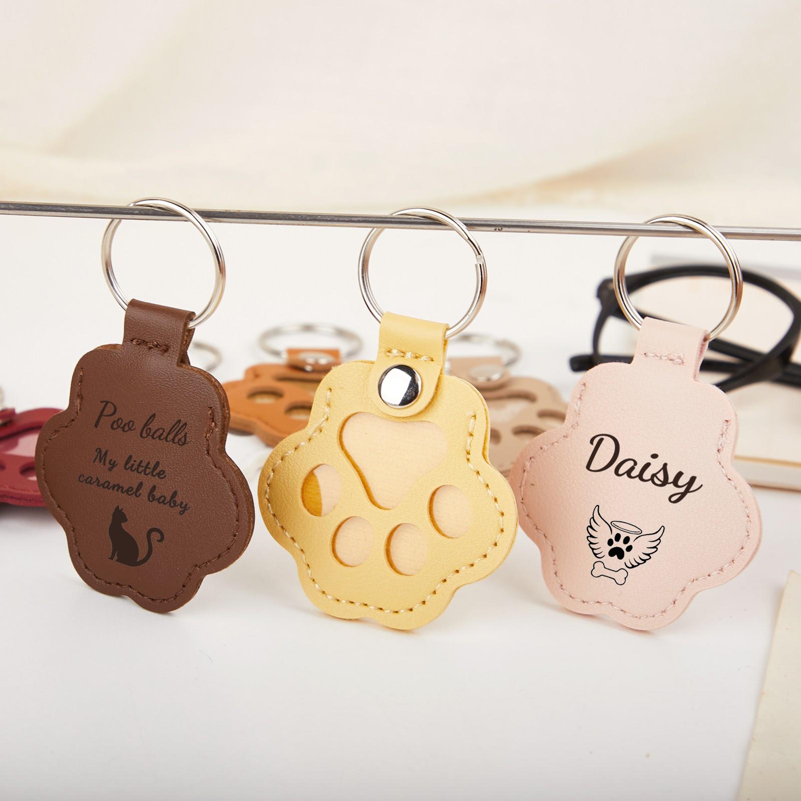 Lot De 4 Porte-clés, Porte-clés Collectionneur De Poils De Chien Porte Cles Souvenir De Pattes Animaux Marron Clair 98271108