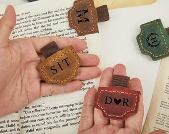 Custom Leather Magnetic Bookmark with Pen Clip, Personalized Engraved Book Clip with Name or Logo, Teacher Gift, Office Use, Reader Gift