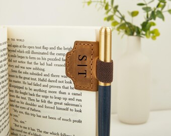 刻印入りマグネットブックマーク - カスタムレザーマグネットブッククリップ、名前やイニシャル入りデザイン、ユニークなブックアクセサリー、クラスメイトへのギフト