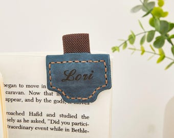 Personalized Leather Magnetic Pen Clip, Engraved Leather Pen Loop, magnetic pen holder for notebooks, gift for book lovers, office gift