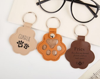 ペット用レザー足跡ファーキーホルダー ペット用ファー記念品レザーポーチ ペット用ファー記念品キーホルダー ペットロスギフト ペット愛好家へのギフト ペットメモリアル