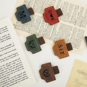 Personalized Leather Magnetic Pen Clip, Engraved Leather Pen Loop, Magnetic Pen Holder for Notebook, Book Lover Gift, Anniversary Gift