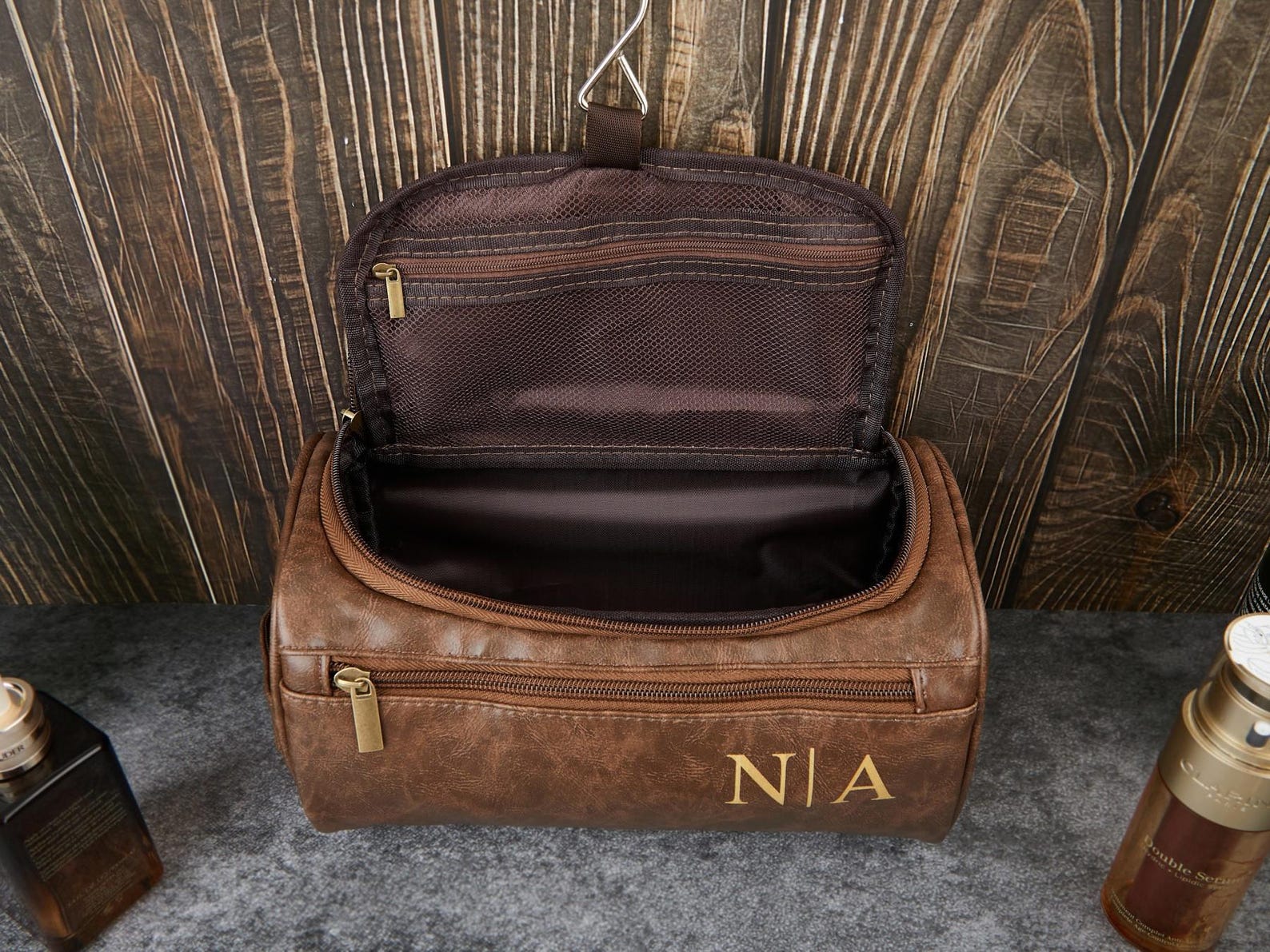 Men's Leather Toiletry Bag Personalized, Groomsman Best Man Gift ...