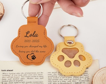 パーソナライズされたペットファーメモリアルキーホルダー | 犬猫の毛の記念品ホルダー | 刻印入りペットロスギフト | ペットの毛のカプセルキーホルダー記念品