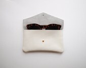 White Leather Envelope Pouch