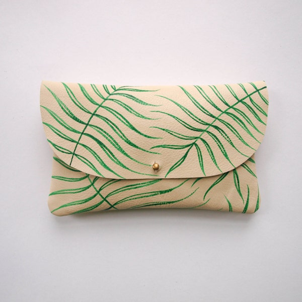 Wild Fern Wallet Pouch - Hand Painted Leather