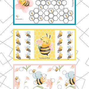 May include: Three rectangular educational activity sheets featuring bee and flower illustrations. The top sheet has honeycomb grids, the middle sheet shows bees with numbers 1 and 2, and the bottom sheet displays bees and flowers with circles.