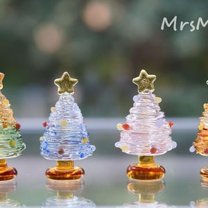 Handmade Glass Mini Christmas Tree: Tiny Holiday Decor/Glass Christmas Figurine/Small Tiny Miniature Glass Decoration/Christmas Ornament