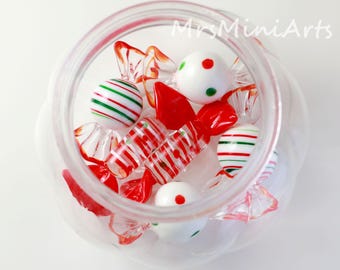 Handmade Glass Candy Figurines: Christmas Holiday Decor/Colorful Glass Candy/Sweet Handmade Glass Decoration