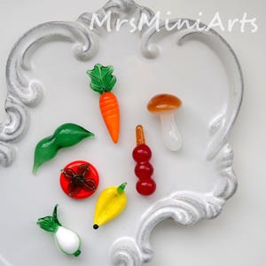 Frutas e vegetais de vidro feitos à mão/Coleções de artesanato/Presentes de Natal/Design de mini jardim de fadas/Miniatura de vegetais/Estatuetas de escultura de vidro
