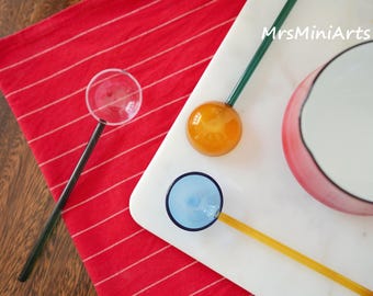 Handcraft Glass Colorful Spoon: Kitchen Decor, Coffee, Yogurt/Handmade Glass Spoons/Unique Gifts