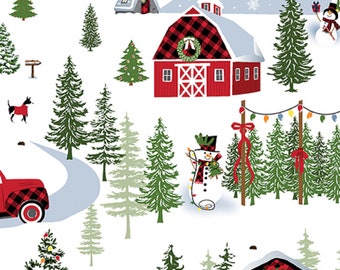 Country Barn Christmas Fabric - Country Christmas Winter Wonderland Quilt Fabric - Sewing Fabric -Benartex - Choose Your Cut