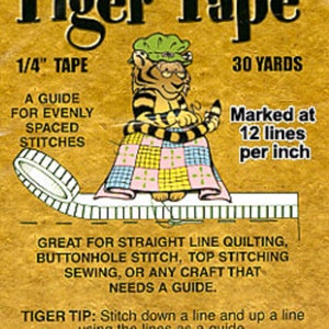 Tiger Tape 1-4 inch Guide for Evenly Spaced Stitches - 12 Lines per inch