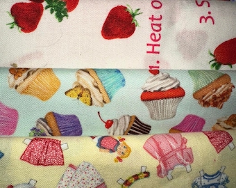 Food Theme Fat Quarter 4 Pack - Kitchen Theme Cotton Fabric - Sewing - Crafting Fabric