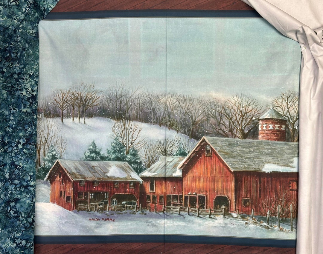 Barn Fabric quilt Kit Panel Old Winter Barn Quilt Panel Kit old Barn