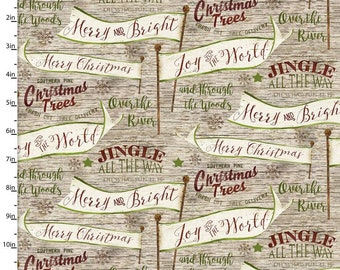 Holiday Fabric - Christmas Quilt Fabric - Fabric for Quilting -Jingle All the Way 3 Wishes 16626-CRM Cotton Fabric~ Choose Your Cut