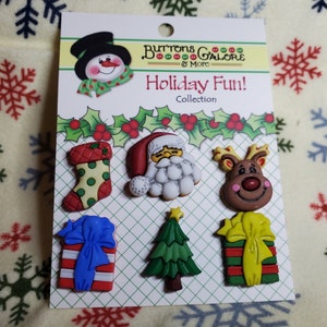 Holiday Buttons- Holiday Fun CM100 Santa Reindeer Theme Buttons Galore - Sewing - Embellishment - Buttons
