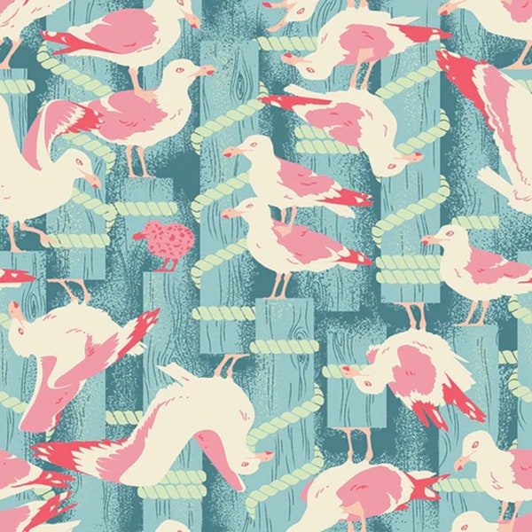 Beach Fabric - Seagull Fabric -  Cotton Fabric - Gulls Just Wann Have Fun - Quilting Fabric- Sewing Fabric