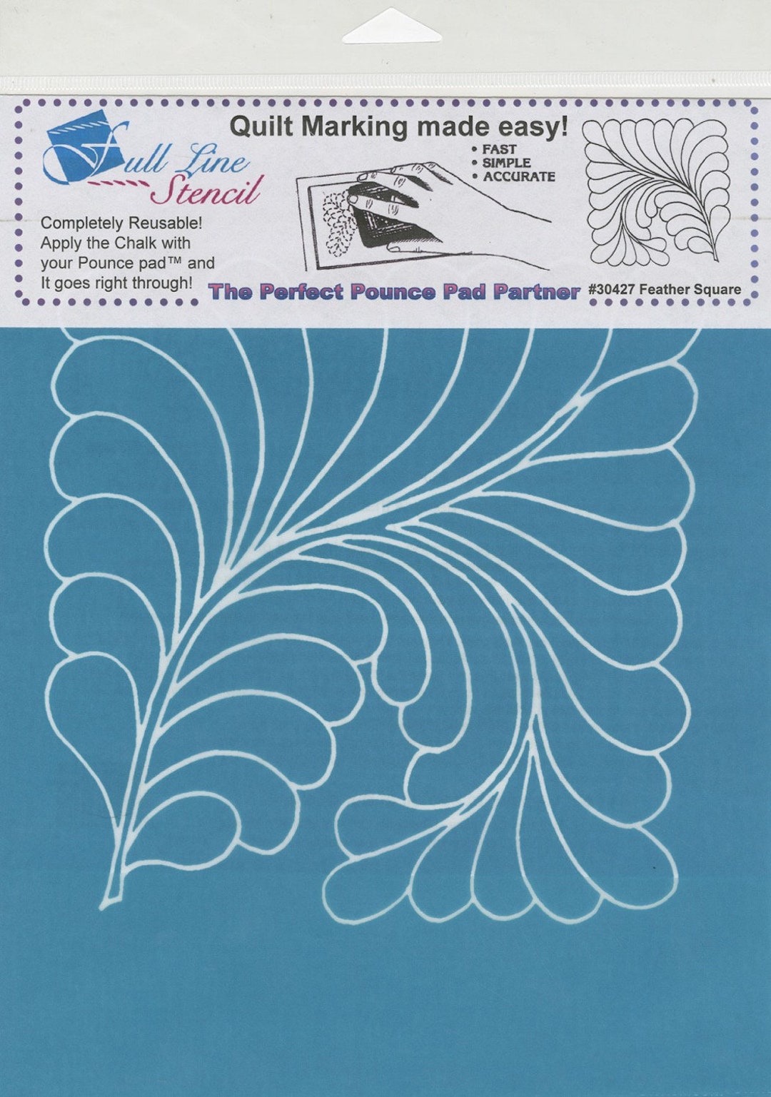 Quilt Stencil Full Line Stencil Feather Square H30427 Use With Chalk