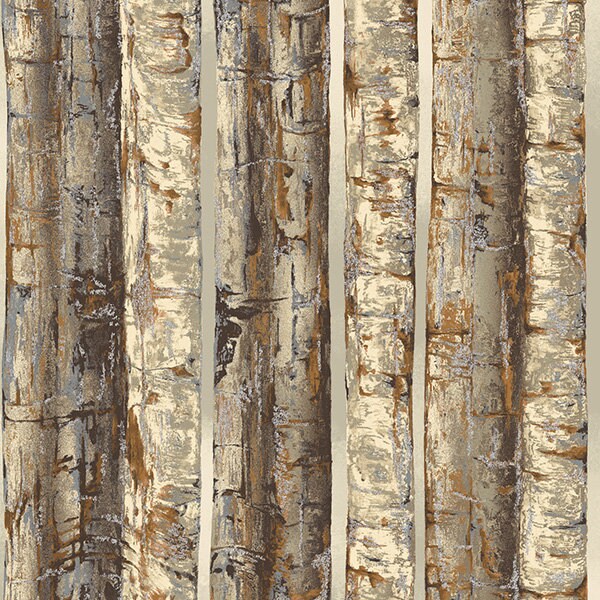 Birch Wood Fabric - Hoffman Fabrics Birch Tree Sepia-Silver Fabric for Sewing - Choose Your Cut