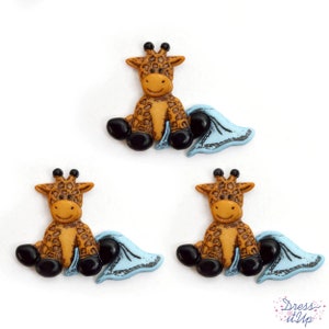 Giraffe Buttons - Dress it Up Baby Giraffe -12442- Buttons -  Animal  Buttons - Sewing - Embellishment