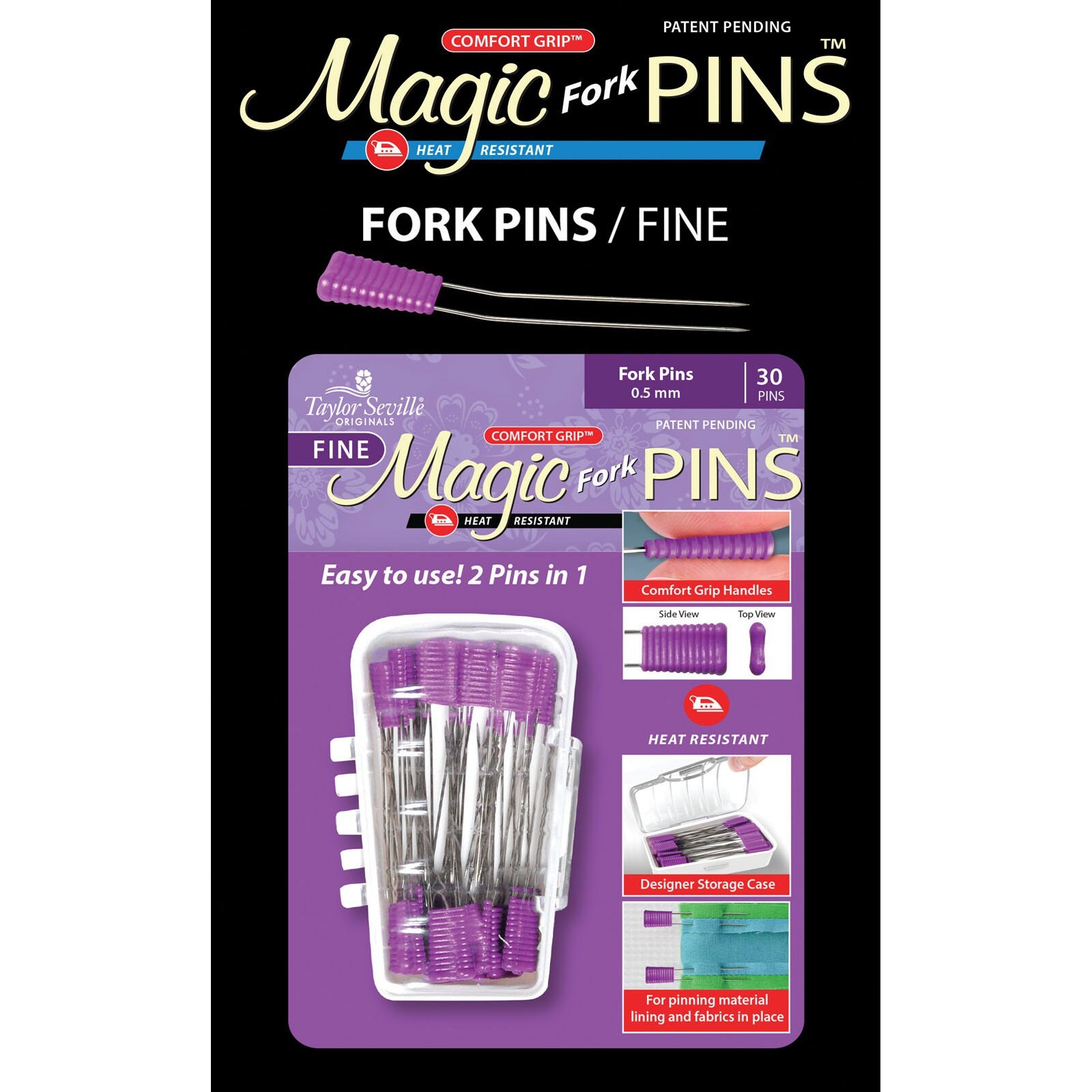 Magic Pins Fork Fine Pins Tailor Mate In Designer Case 30 ct. Etsy