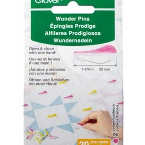 Clover Wonder Pins: Fabric Sewing Quilting Pins - 20 Pack