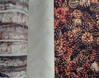 Wood Pine Cone Fabric Kit -Quilt Fabric - Sewing Fabric - 3 Yard Quilt Kit -Choose Your cut