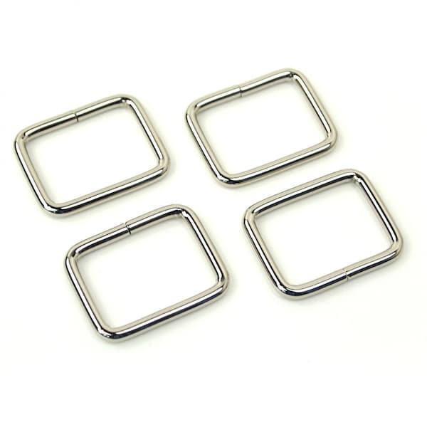 Rectangle Rings - Purse - Tote Hardware-Sallie Tomato - Four Rectangle Rings 1" - Choose Nickel - Gunmetal Grey - Rose Gold Rectangles