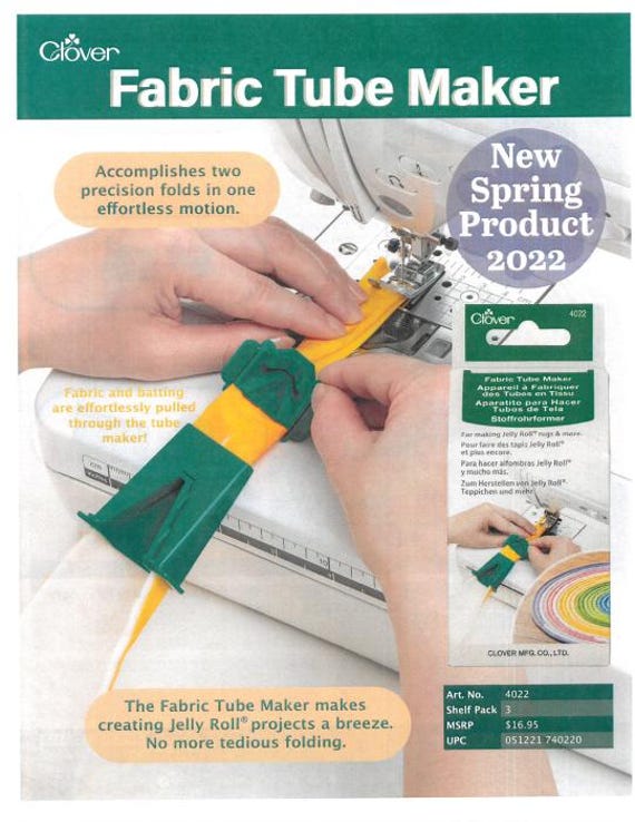 Fabric Tube Maker Tool Set For Rolled Rugs & Bias Tape - Makes Fabric Rolling Easier (Green, 2 Sets)