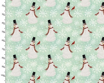 Snowmen Fabric - Home for the Holidays -3 Wishes Cotton Fabric - Holiday Fabric - Choose Your Cut