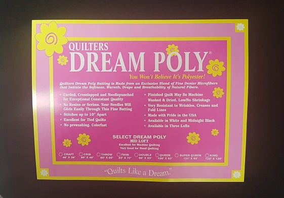 Quilters Dream Poly Select Quilt Batting-super Queen Size Midnight Black  Color 121 X 93 