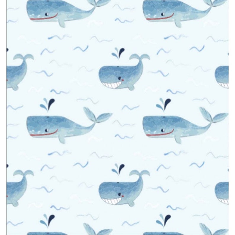 Snuggly Fabric Choose Your Cut Light Blue Whales Minky Michael Miller Polyester 58 wide SMZ7673-LBLU Ocean Soft