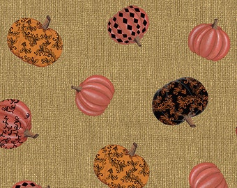 Pumpkin Fabric - Harvest Gathering Fabric-Benartex Cotton Fabric- Cotton Quilt Fabric - Sewing Fabric -Choose Your Cut