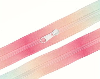 Zippers by the Inch Peach Ombre  - #5 Nylon Coil Zipper - Custom Cut Zipper Tape with pull added- Zippers for Sewing - Choose Length