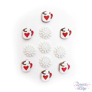 Dress It Up Christmas 1076 - It's Cold Outside Cocoa - 6 stuks - vakantieknopen - naaiwerk - versiering - knopen - kerstknopen