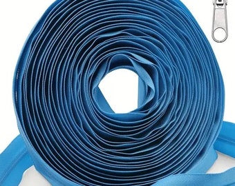 Zippers by the Inch Blue  - #5 Nylon Coil Zipper By The Inch - Custom Cut Zipper Tape with pull added- Zippers for Sewing - Choose Length
