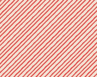 Christmas Fabric - Stripe Fabric -FreeSpirit Love Santa PWCD009.XRED Peppermint Stripes - Red cotton Quilt Fabric