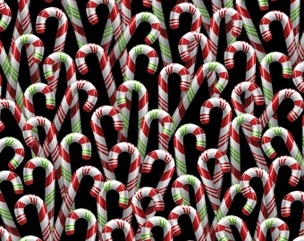 Candy Cane Quilt Fabric - Jolly Saint Nick Holiday Candy Canes - Cotton Fabric - Christmas Fabric - Choose Your Cut