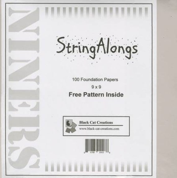 String Alongs Foundation Papers 9in x 9in NINERS Black Cat Etsy