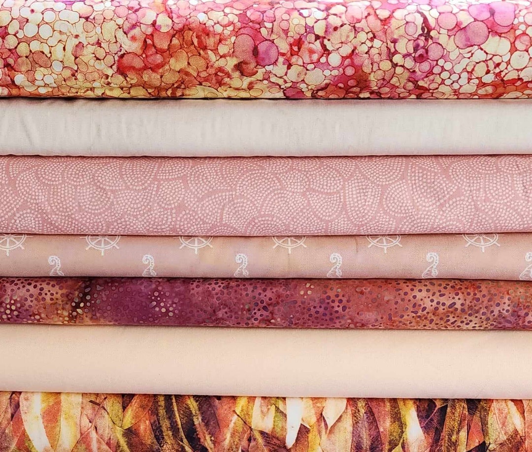 Peach Fabric Pink-peach Color Quilt Fabric Bundle 7 Pack Collection ...