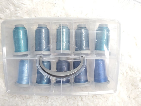 Polyester Thread Kit - Glide Aqua Blue Green Thread Box 10 spools- Sewing  Thread - Quilt Thread