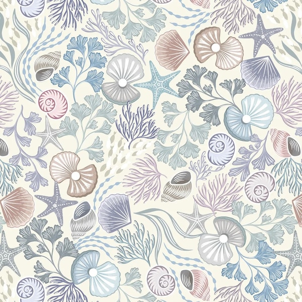 Seashell Beach Fabric - Ocean Pearls Shells and Pearls Cream Lewis & Irene Quilt Fabric Collection - Choose Your Cut