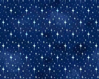 Stars Fabric - Celestial Navy Stars Fabric-Quilting Treasures- Fabric for Quilting - Sewing - Choose Your Cut