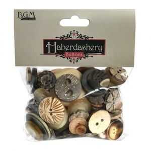Brown Button Bag - Haberdashery Collection Natural # BGHAB107 Buttons Galore